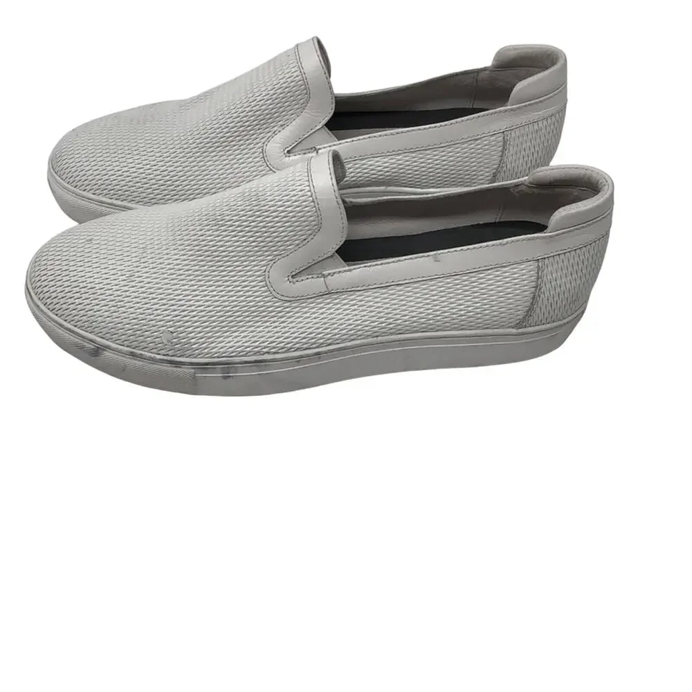 Badgley Mischka Grant Men’s White Leather Slip On Sneakers Shoes Size 8